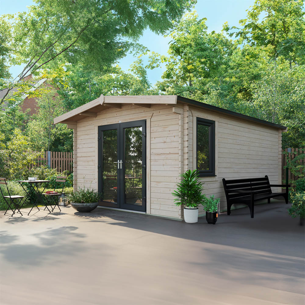 Power Sheds 18 x 12ft Centre Double Door Chalet Log Cabin Image 2