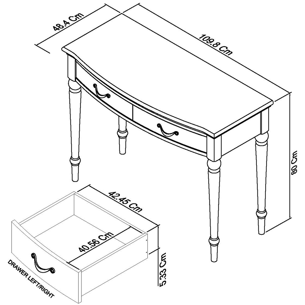 Bentley Designs Montreux 2 Drawer Grey Washed Oak and Soft Grey Dressing Table Image 8