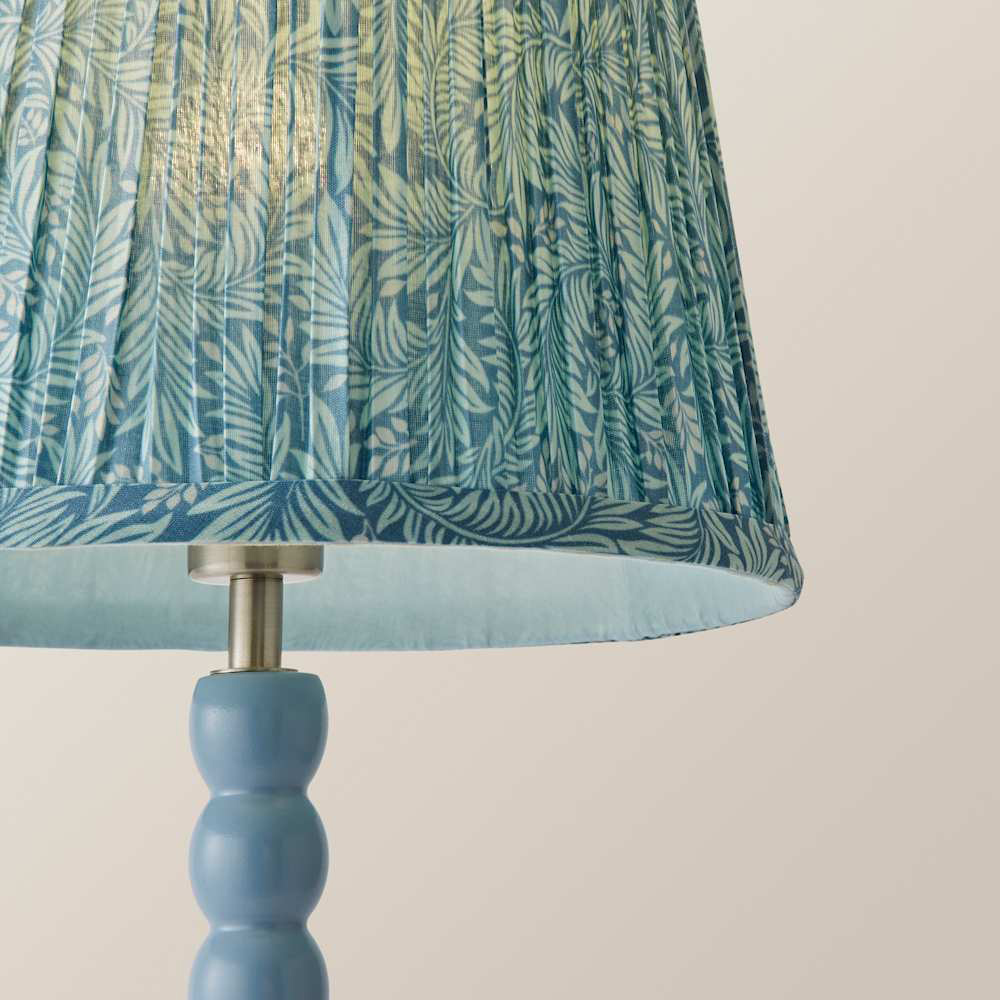 ValueLights Leaf Pleated Shade Pastel Blue Bobbin LED Table Lamp with Bulb Image 5