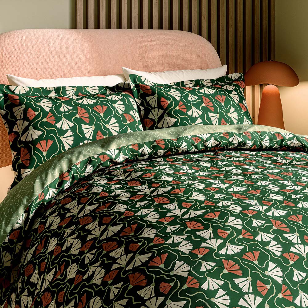 Scion Fan Floral Super King Size Green Duvet Set Image 4