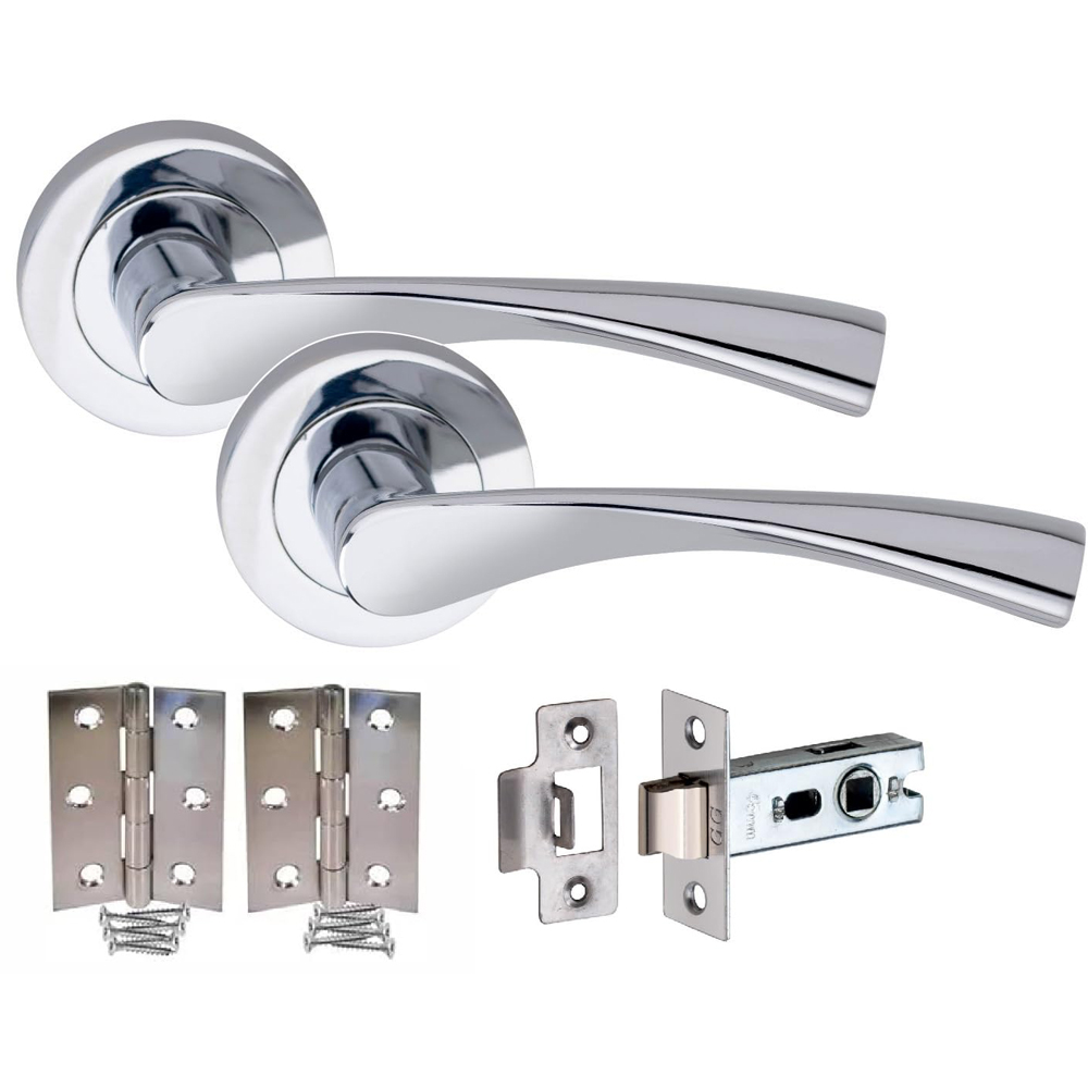 Golden Grace Polished Chrome Astrid Latch Door Handle Set 5 Pack Image 2