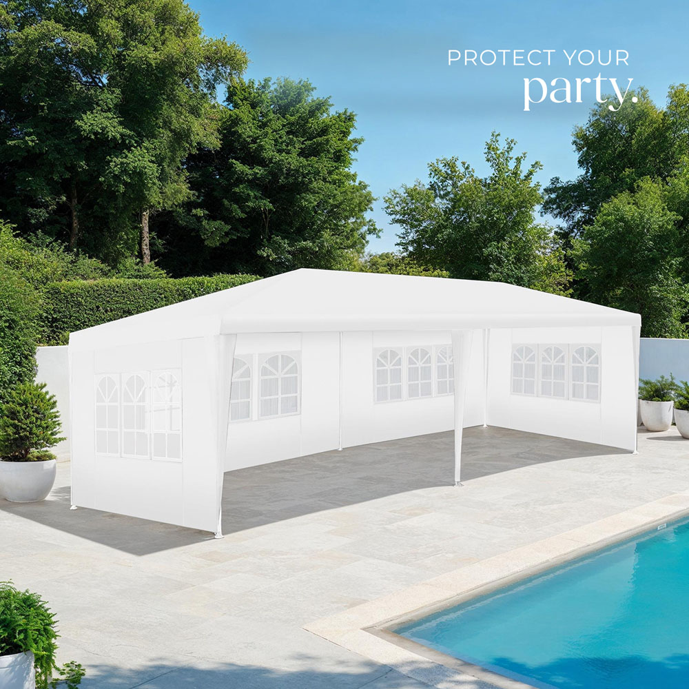 tectake Novara 6 x 3m White Gazebo with 5 Side Panels Image 8