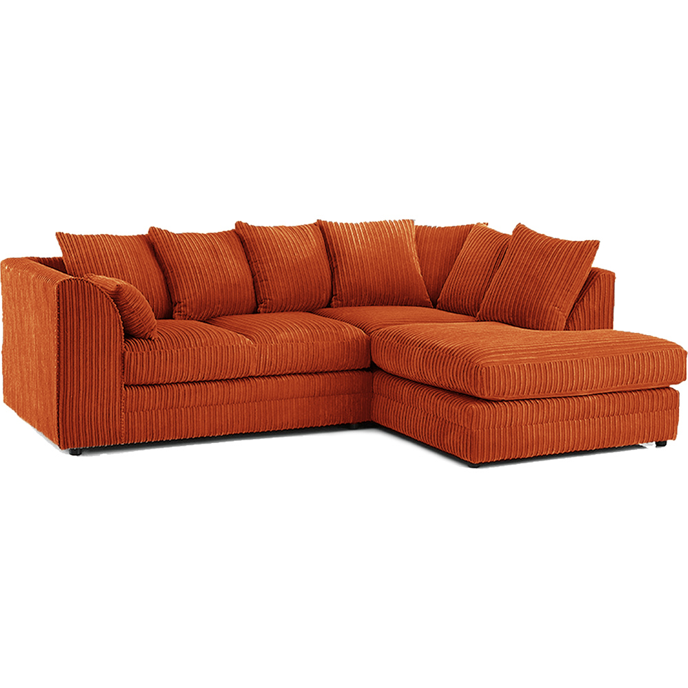 Luxor 3 Seater Orange Jumbo Cord Right Hand Facing Corner Sofa Image 2