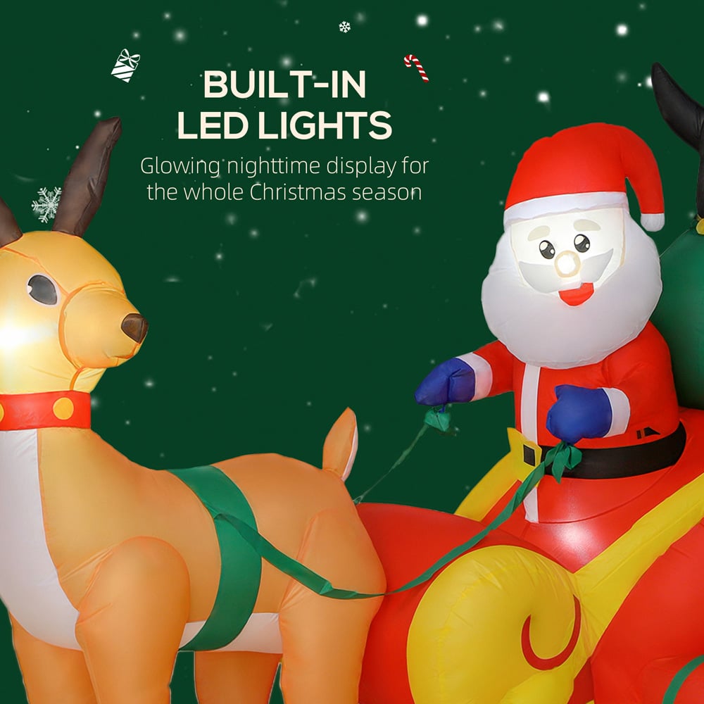 Everglow Christmas Blow Up Inflatable Santa Reindeer and Penguin Decoration with Built-in LEDs 4.9ft Image 8