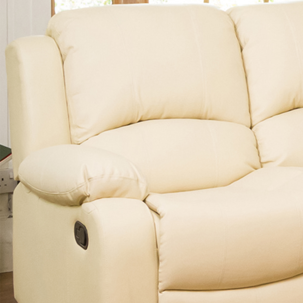 Glendale 2 Seater Cream Bonded Leather Manual Recliner Sofa Image 2