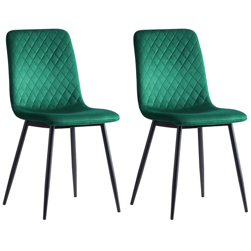 Lexi Set of 4 Green Velvet Fabric Dining Chairs Image 4