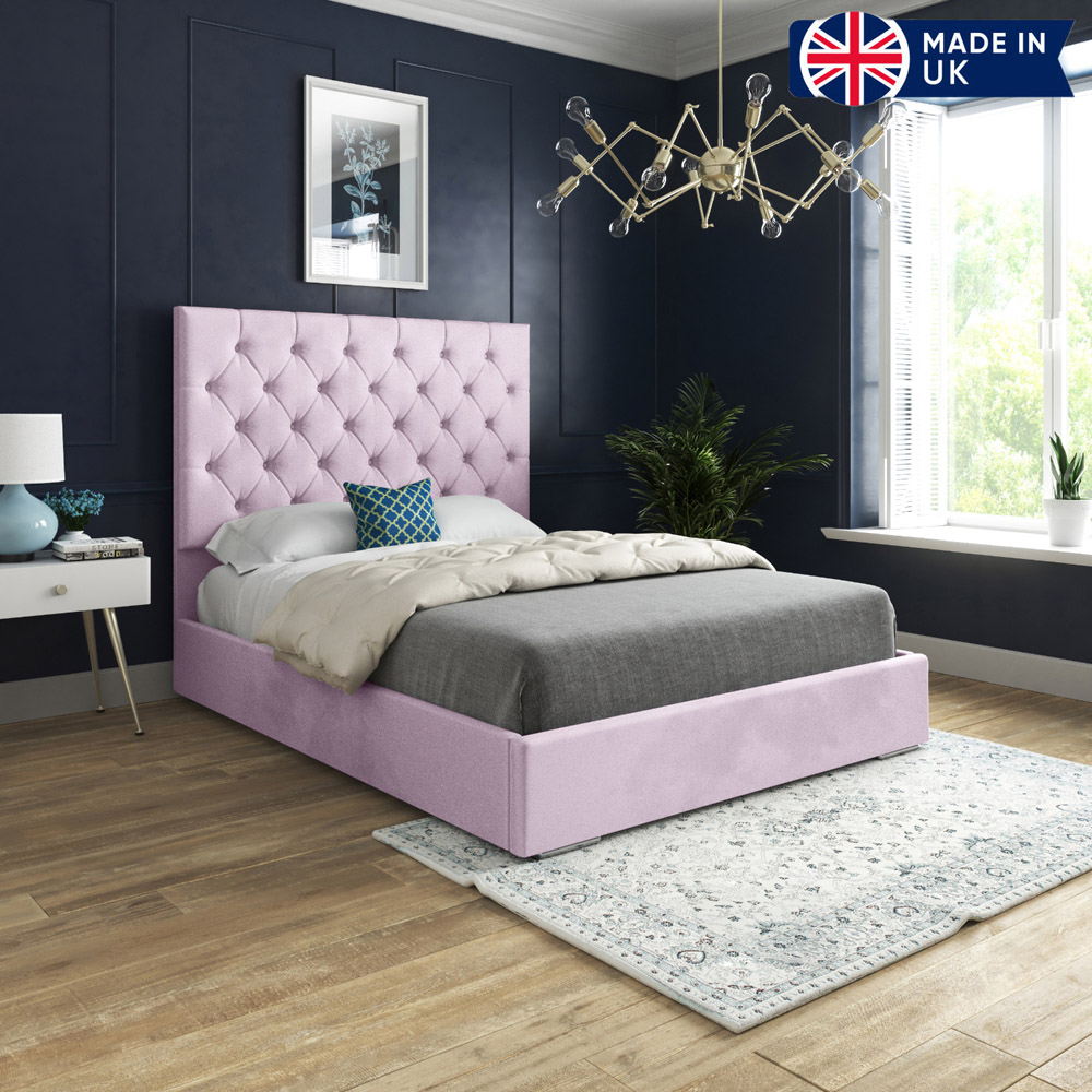 Alma Pink Super King Size Velvet Upholstered Bed Frame with Chesterfield Headboard Image 6