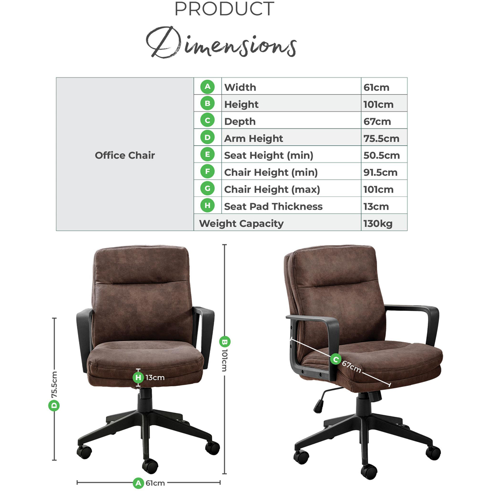 Furniturebox Racicot Brown Faux Leather Office Chair Image 9