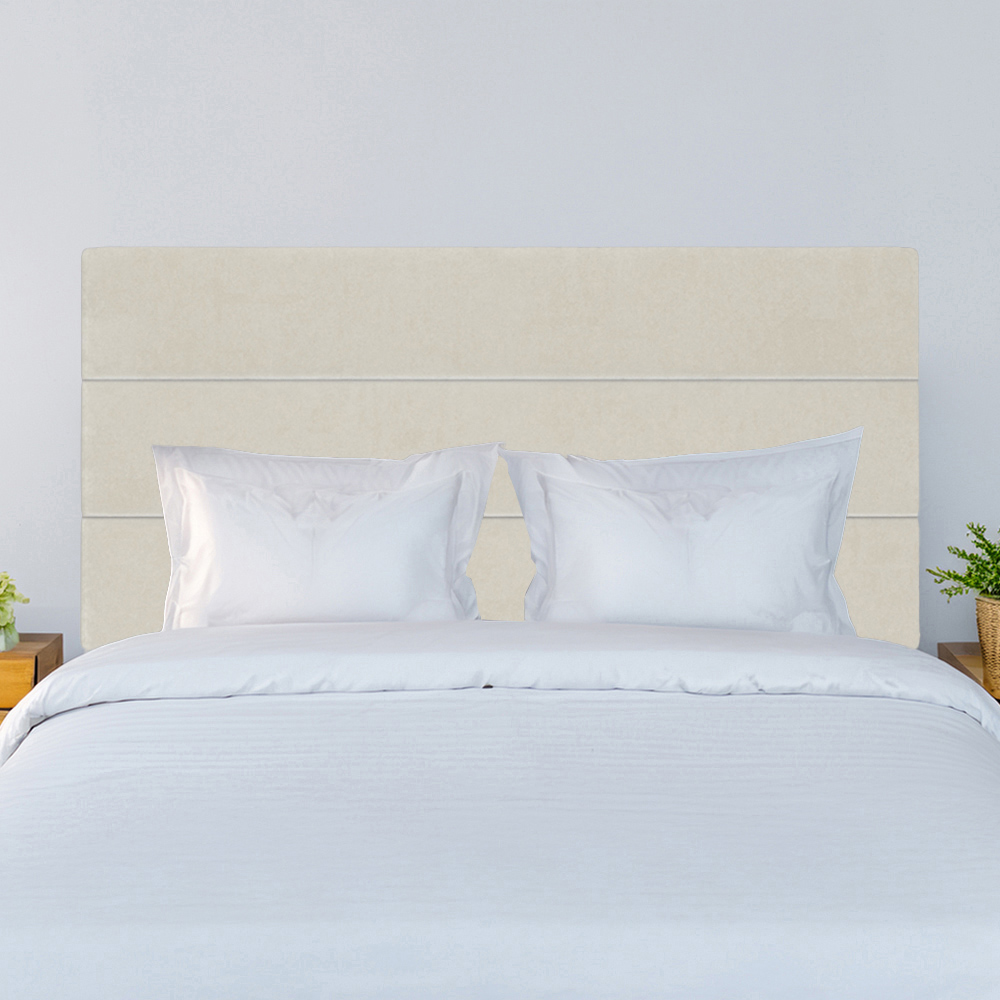 Bedmaster Super King Cream Naples Velvet Milan Lined Headboard Image 1