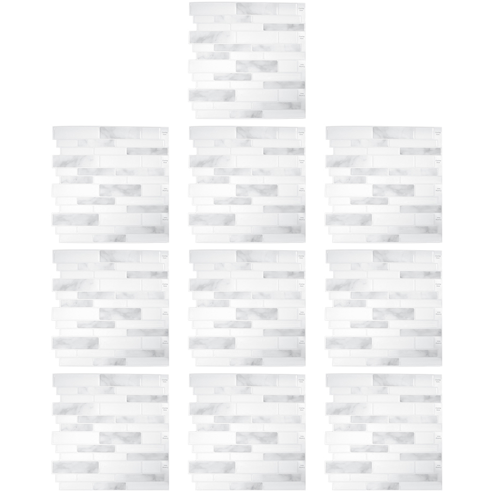 Living and Home Brick Effect Grey and White Self Adhesive Wall Sticker 10 Pack Image 2