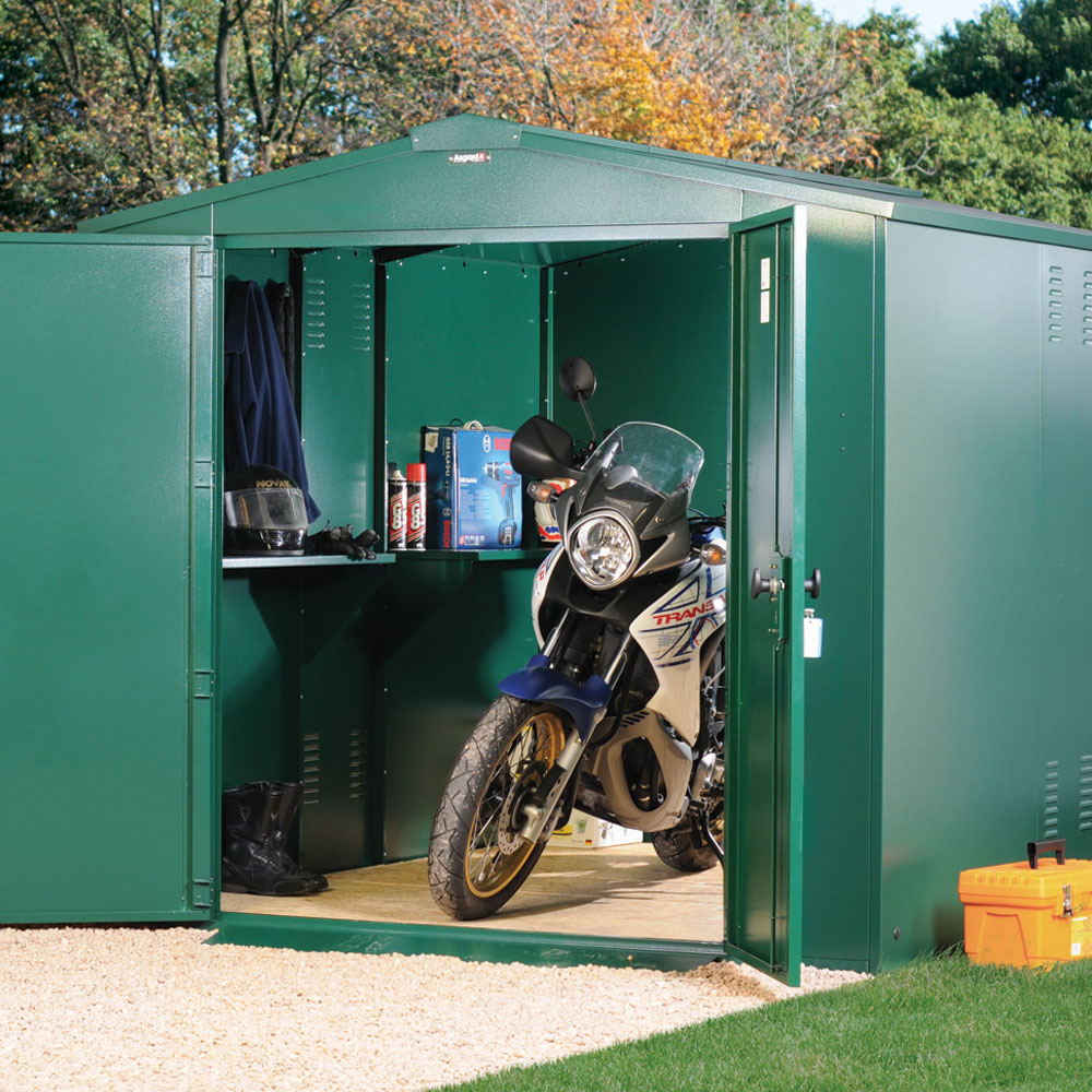 Asgard Gladiator 7 x 9ft Double Door Green High Security Apex Motorcycle Garage Image 2