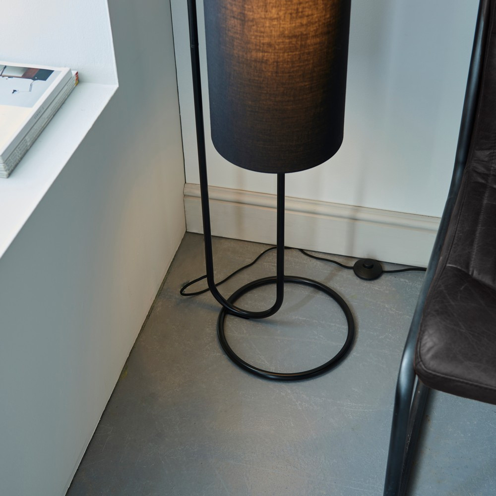 Merano Arenzano Matt Black and Black Fabric Floor Lamp Image 4