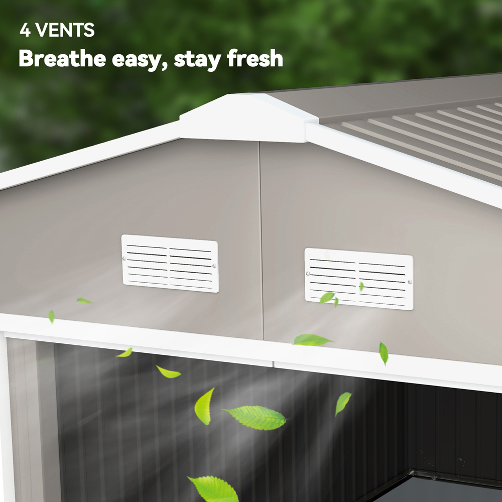 Outsunny 13 x 11ft Light Grey Metal Apex Garden Shed Image 7