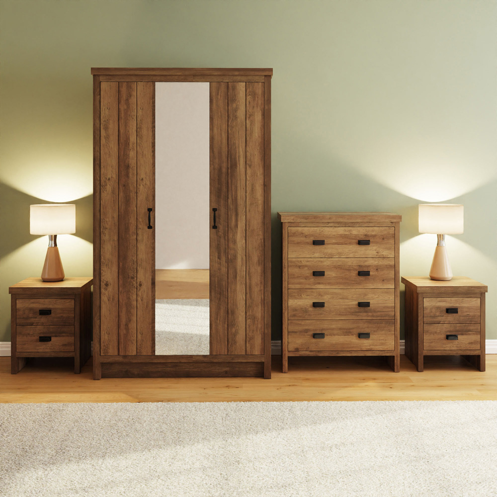 GFW Boston Knotty Oak 4 Piece Bedroom Furniture Set Image 4