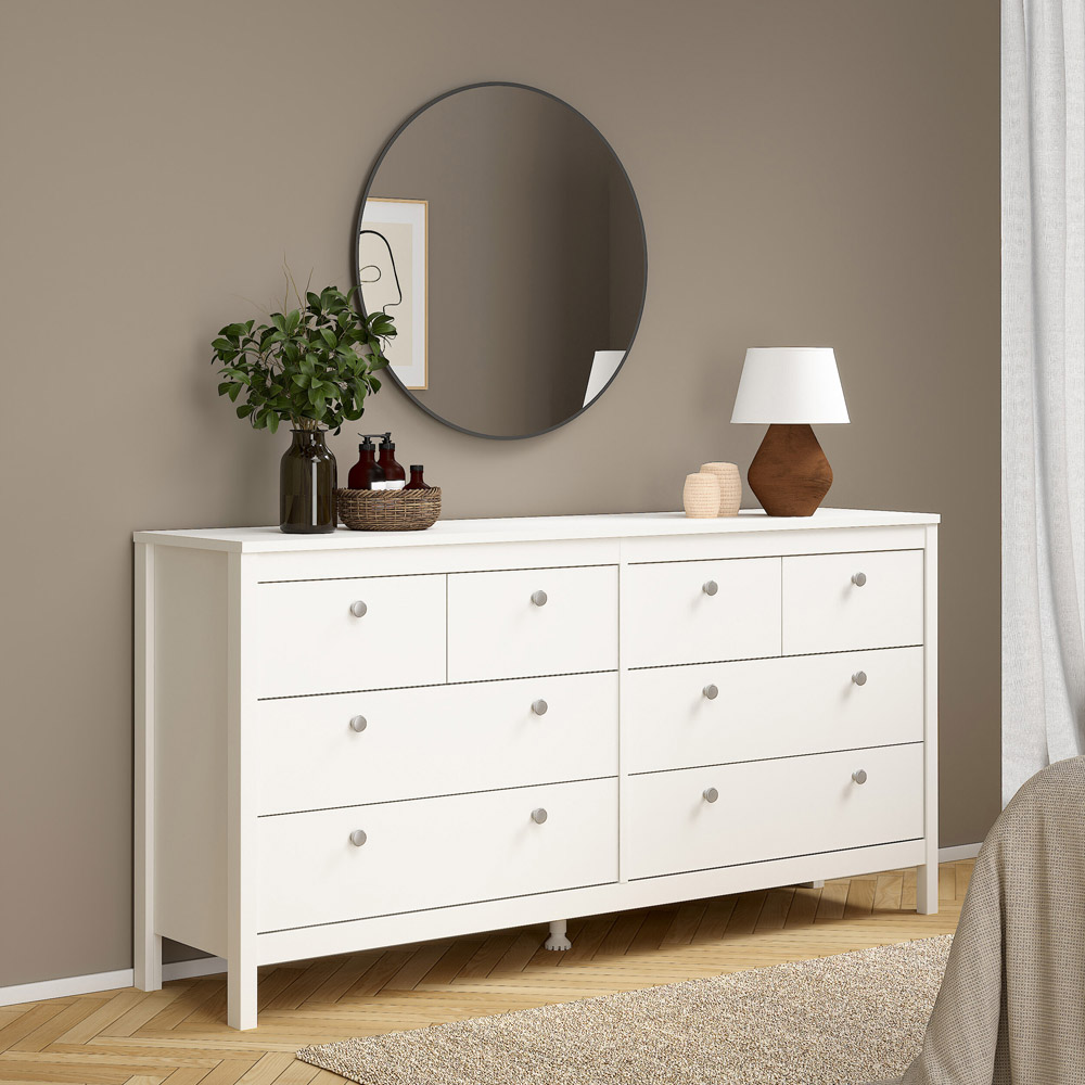 Florence Madrid 8 Drawers White Double Dresser Image 6