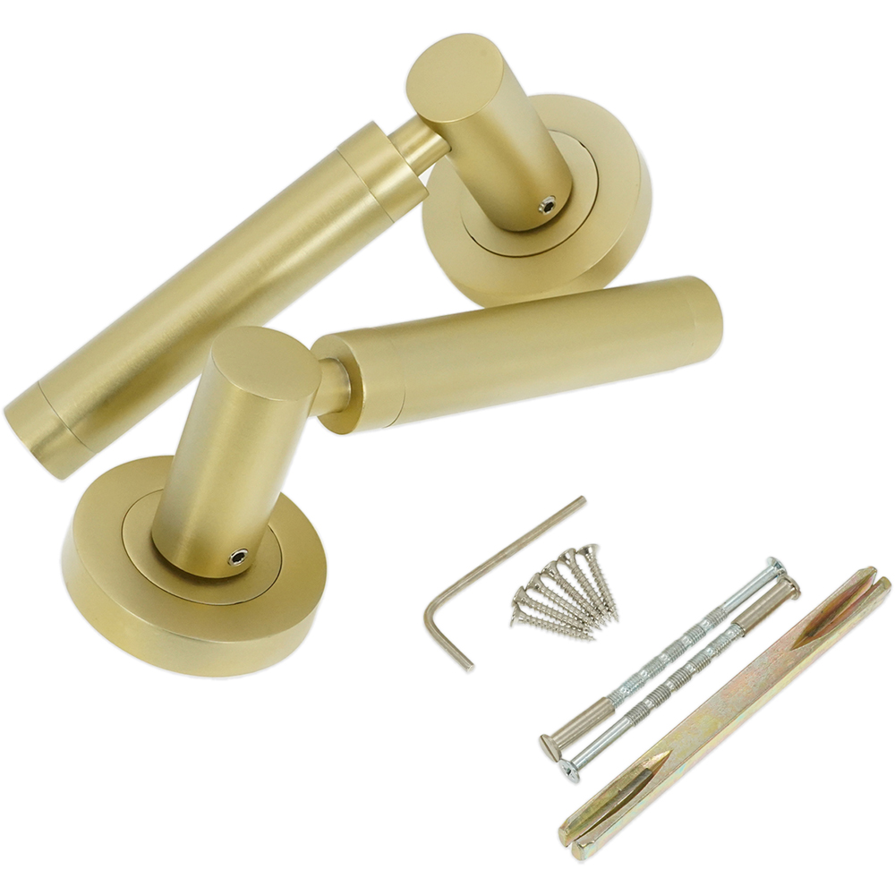 Spira Brass Zest Satin Brass Lever Door Handle 2 Pack Image 4