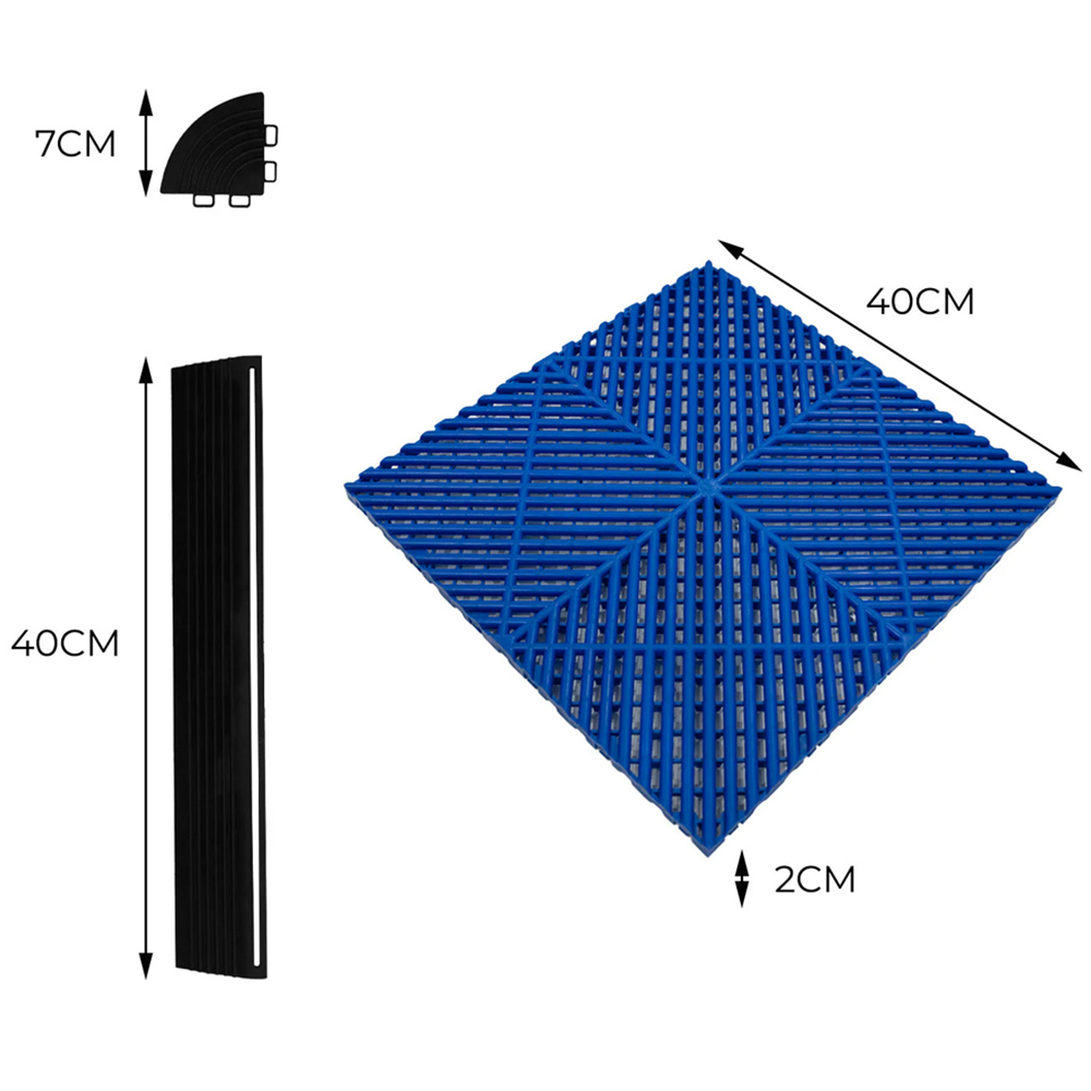 Monstershop 90 Blue and 30 Grey Vented Garage Floor Tiles with Edges Image 5