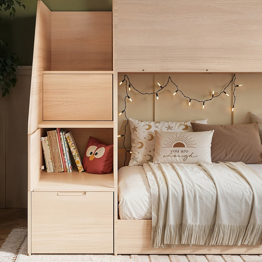 Flair Dreamland Oak Play House Staircase Bunk Bed Image 4