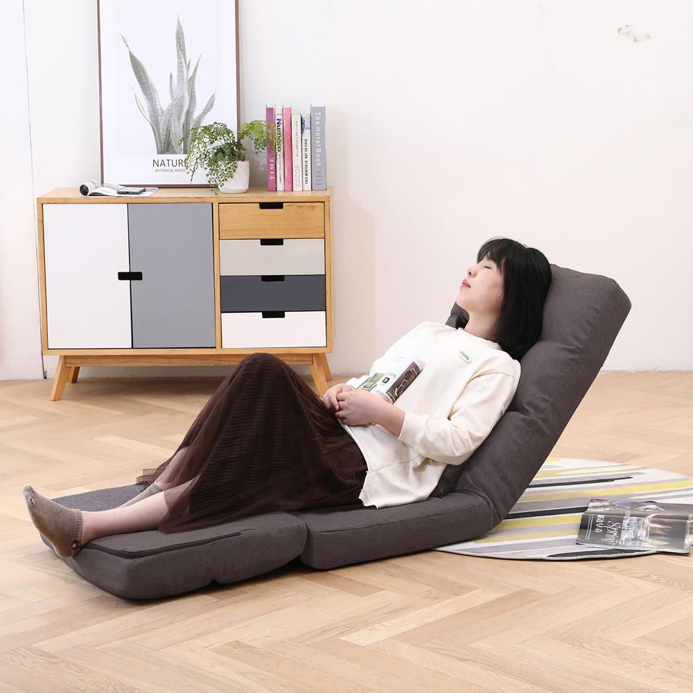 Furniture One Brown Adjustable Foldable Floor Chair with Pillow Image 4