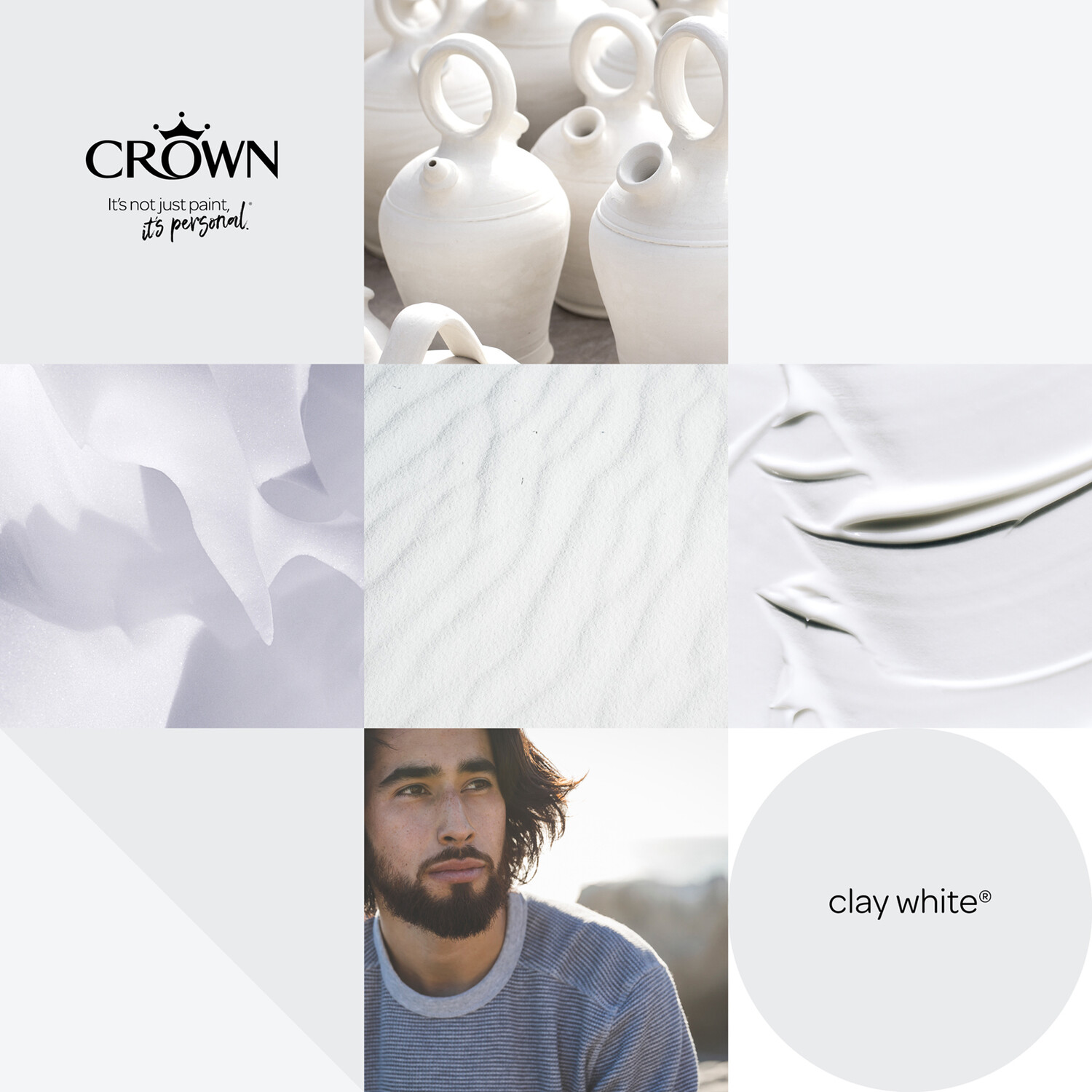 Crown Wall & Ceilings Clay White Matt Emulsion Paint Image 5