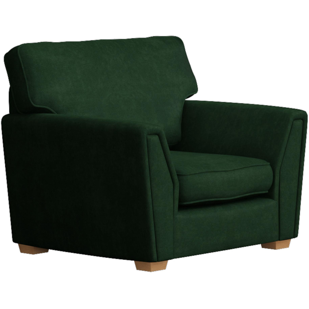 Wendleberry Forest Green Plush Velvet Fixed Back Armchair Image 3