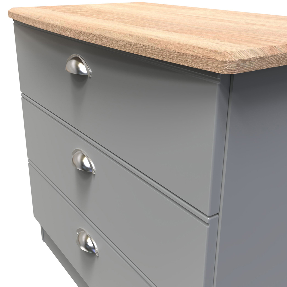 Crowndale Victoria 3 Drawer Dusk Grey and Oak Chest of Drawer Image 6