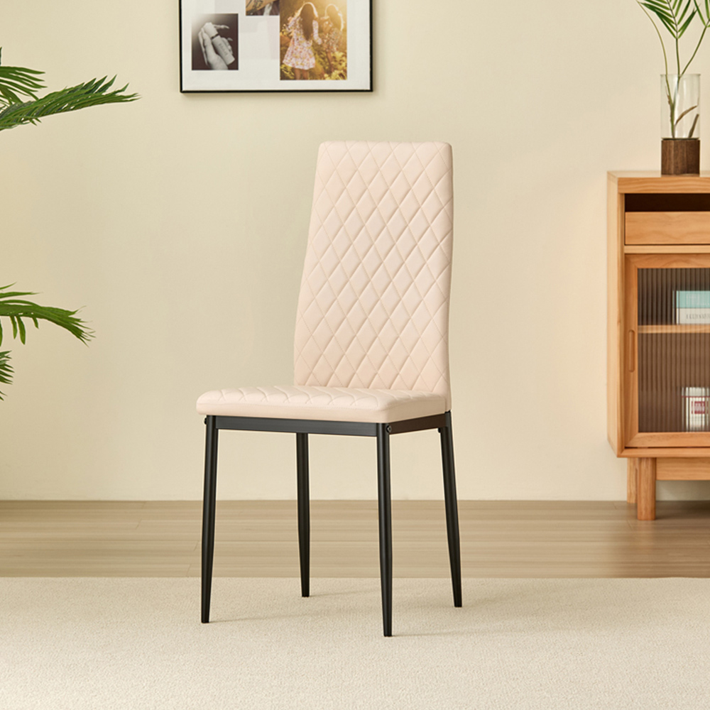 Indoor Living New York Emily 4 Seater Leather Dining Set Champagne Image 5