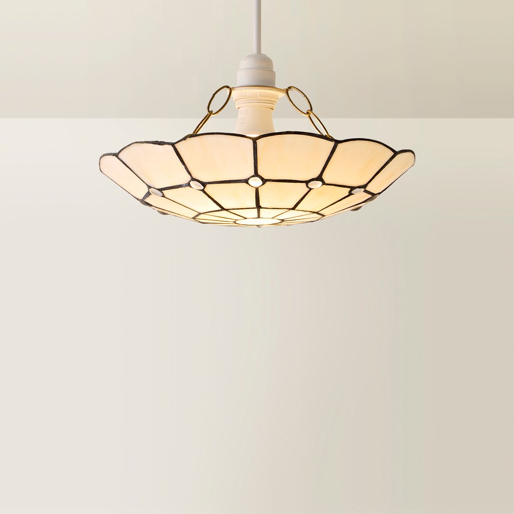 ValueLights Cortez Tiffany Style Traditional Cream Pendant Light Shade Image 5