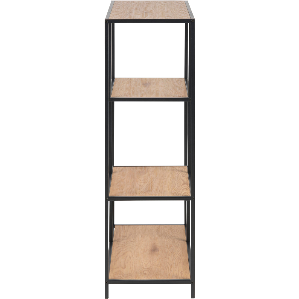 Florence Seaford 3 Shelf Oak and Black Metal Asymmetrical Bookcase Image 4