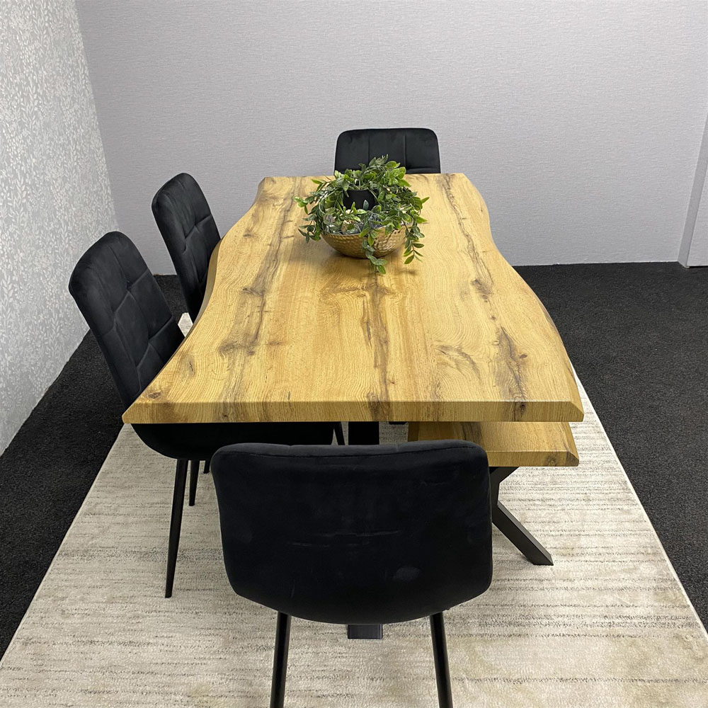 Kosy Koala 6 Seater Velvet Wooden Rectangle Dining Set with Bench Black Image 5