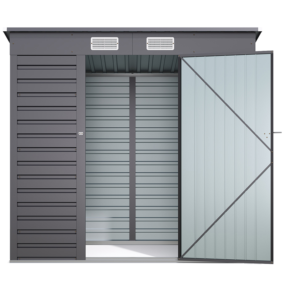 H&O Direct 6.3 x 4.3ft Grey Metal Pent Garden Shed Image 3