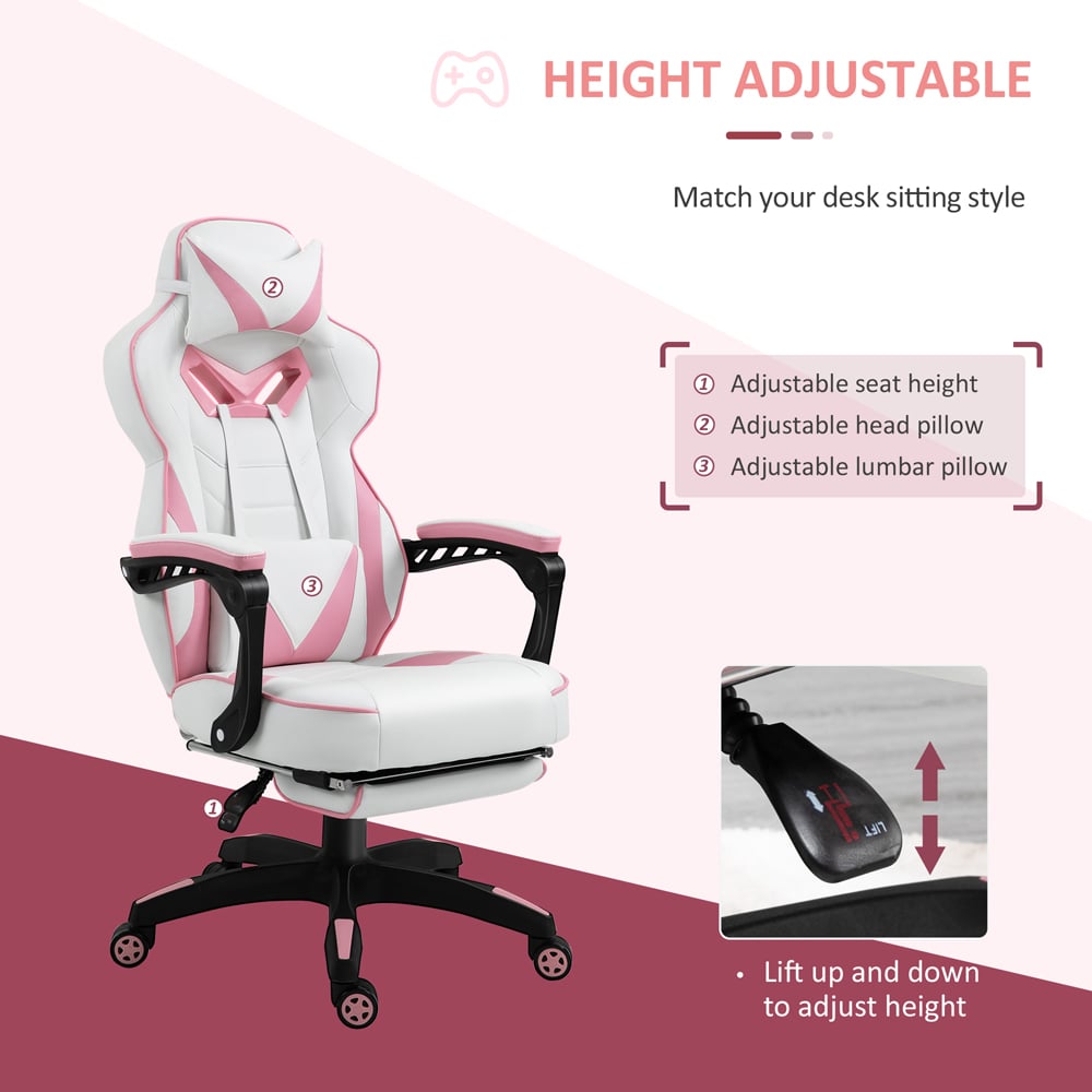 Portland Pink Racing Gaming Chair Image 7