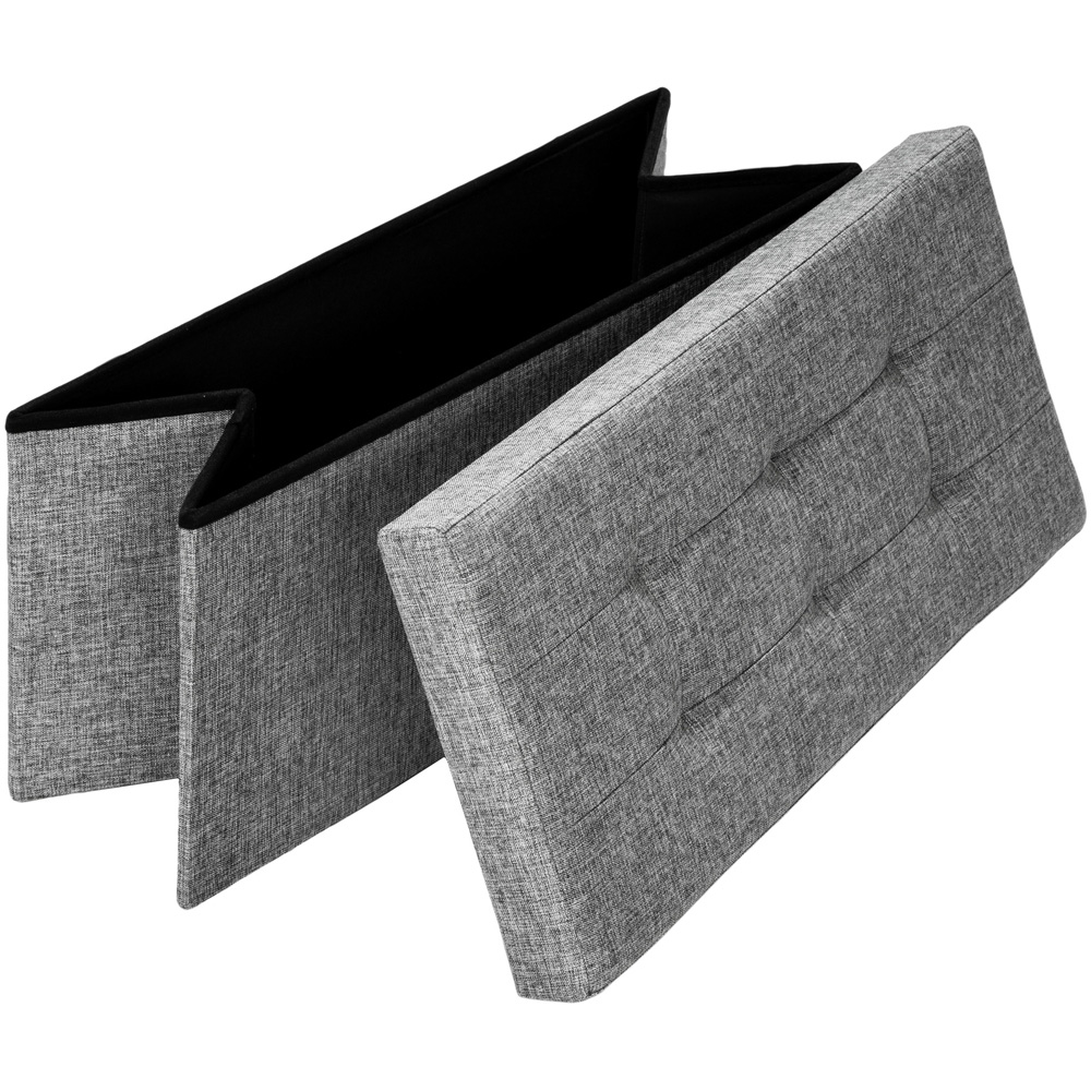 tectake Light Grey Foldable Padded Stool with Storage Image 5