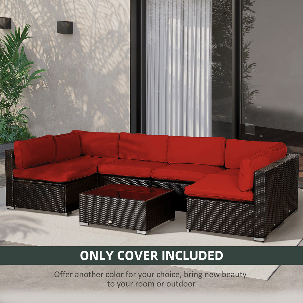 Outsunny 6 Seater Red Garden Sofa Set Cover 14 Pack Image 6