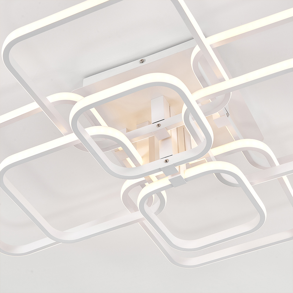 Living and Home White 8 Light Square LED Ceiling Light with Remote Image 3
