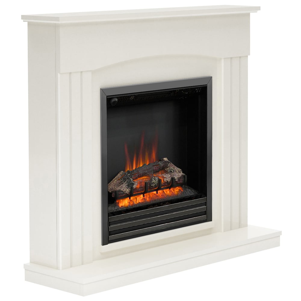 Be Modern Linmere Soft White Timber Electric Fireplace Suite 44 inch Image 1
