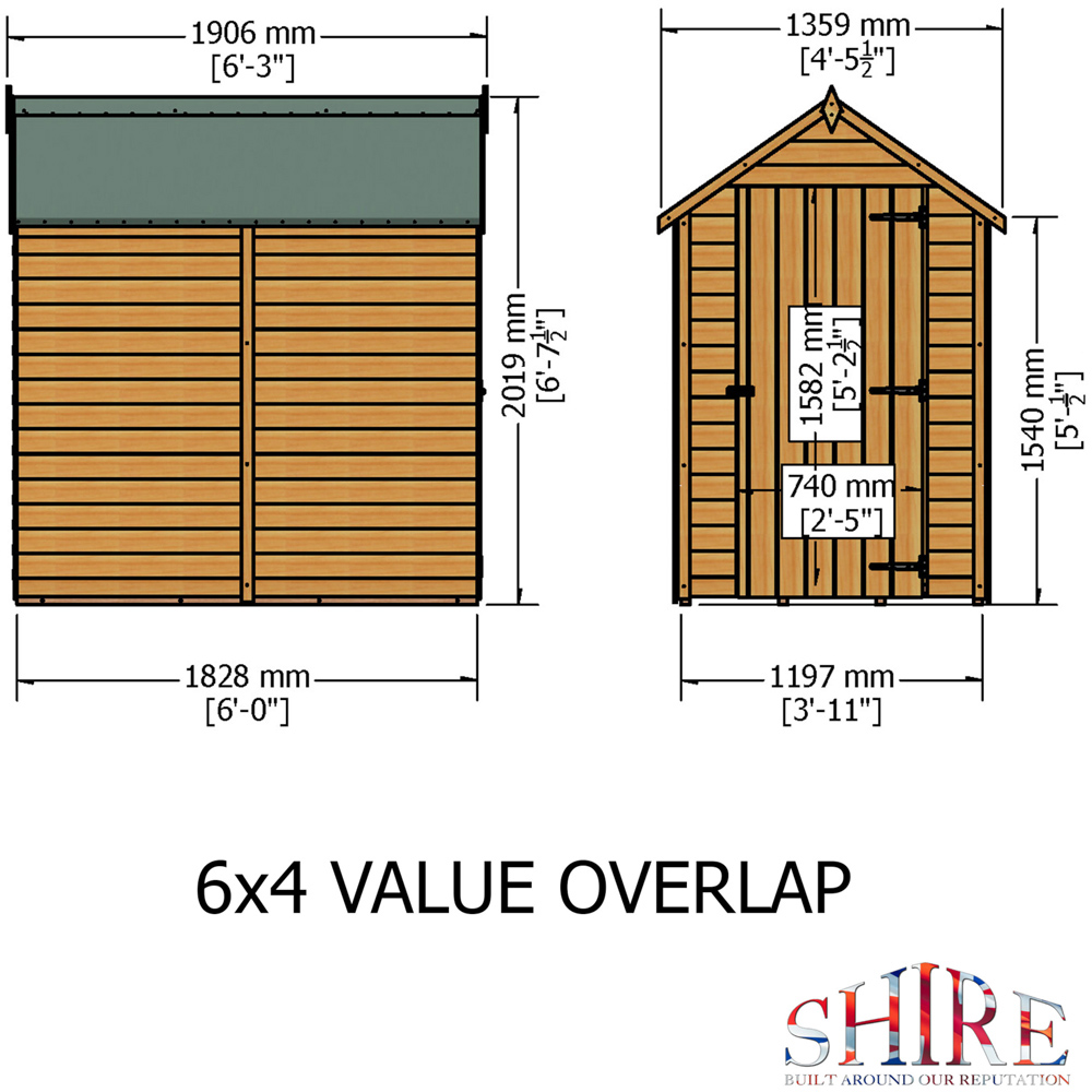 Shire 6 x 4ft Overlap Apex Garden Shed Image 6