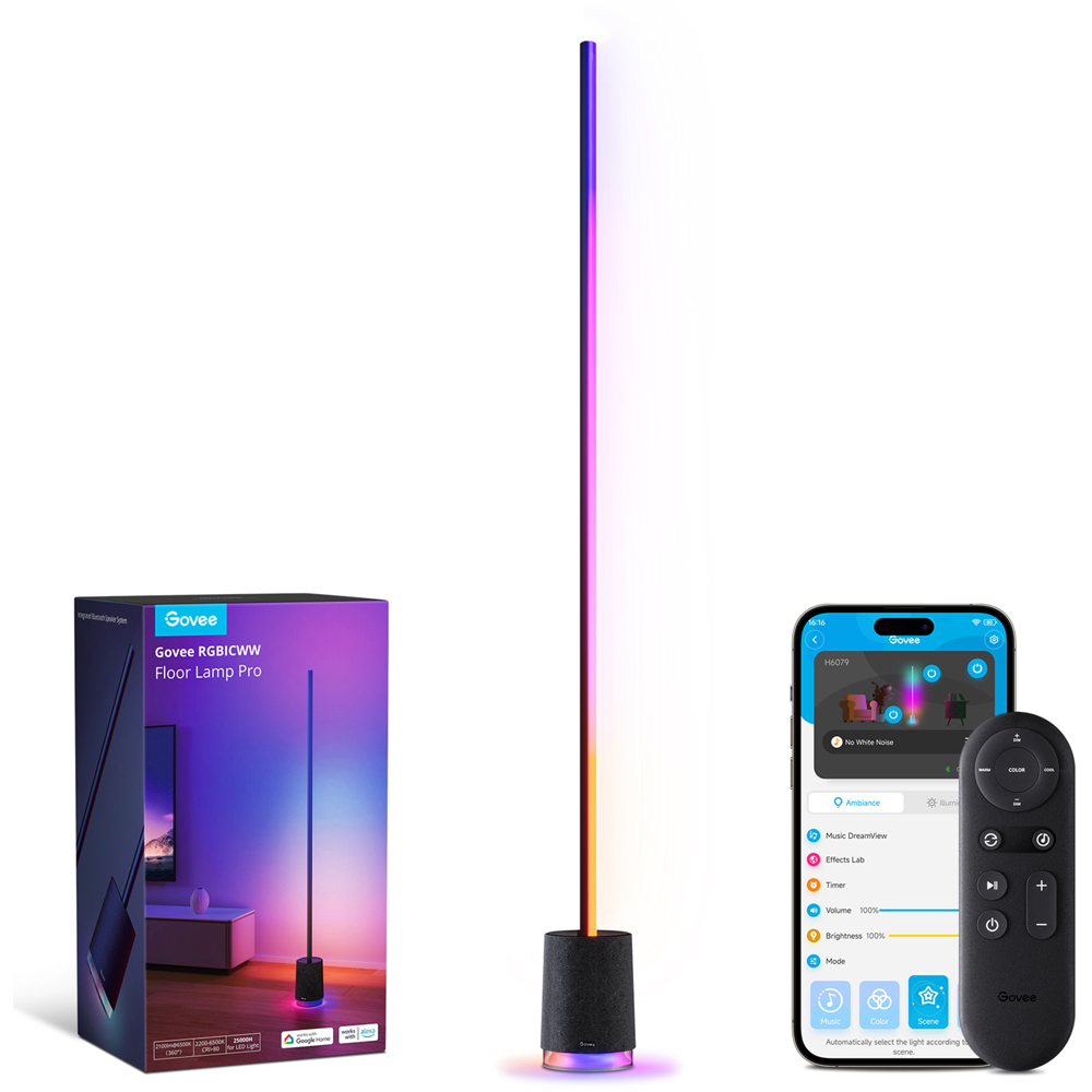 Govee Pro RGBICWW LED Smart Black Floor Lamp with Speaker Image 2