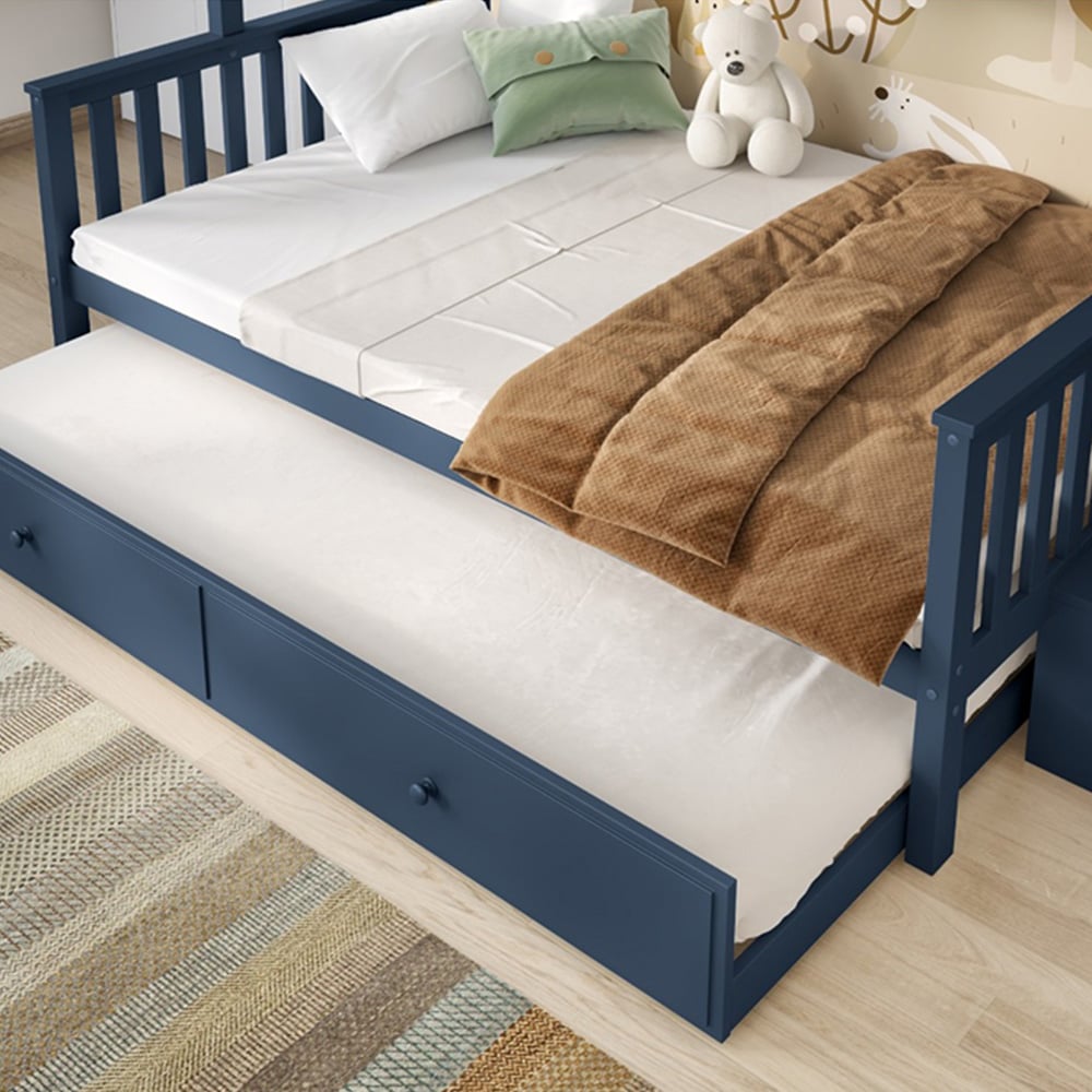 Flair Tag Navy Triple Staircase Bunk Bed with Trundle Image 2