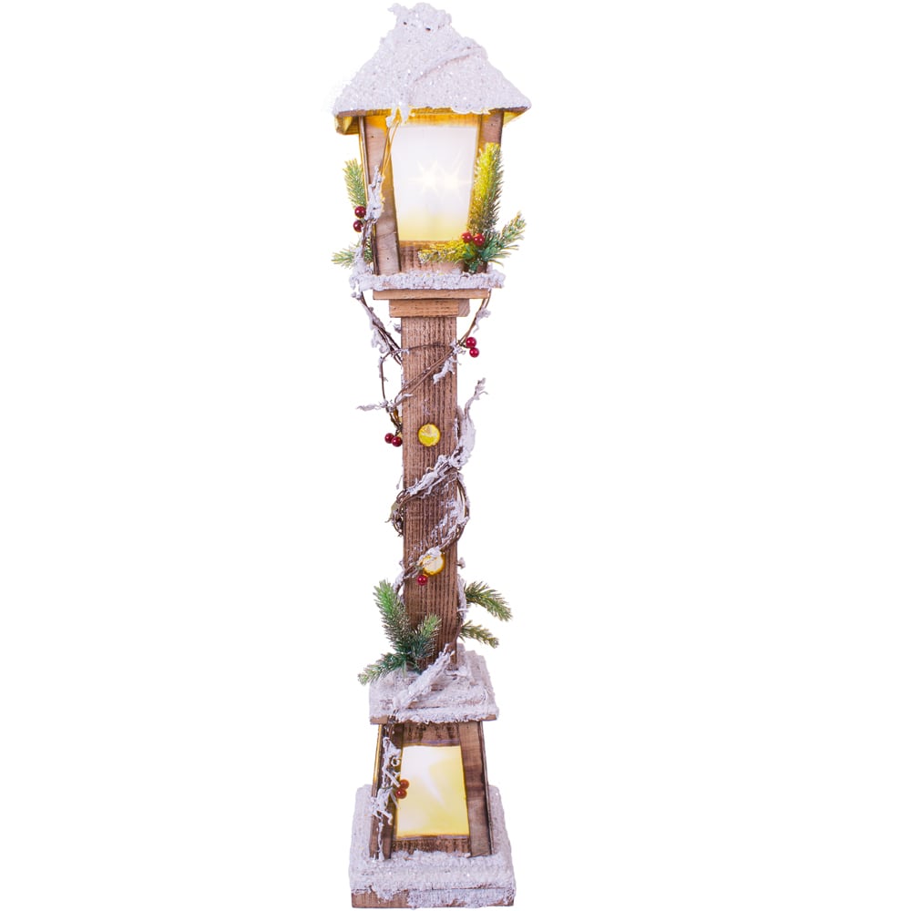 The Christmas Workshop LED Snow Tipped Wood Lamp Post 85cm Image 3