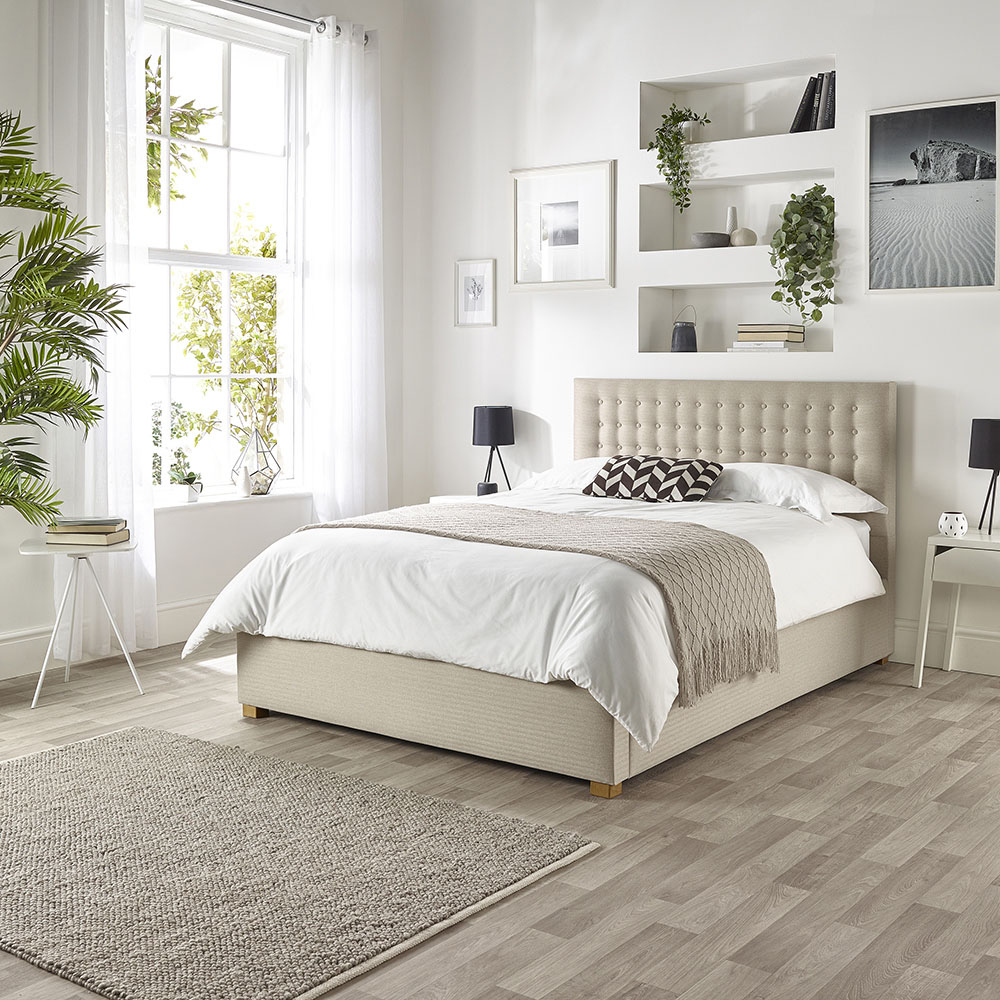 Catherine Lansfield Opulence Double Natural Twill Ottoman Bed Image 4