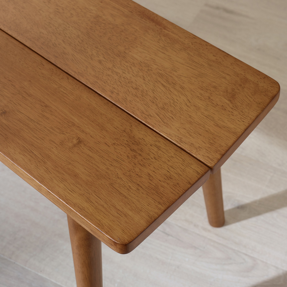 Furniturebox Lymington 3 Seater Walnut Effect Solid Wood Dining Bench Image 2