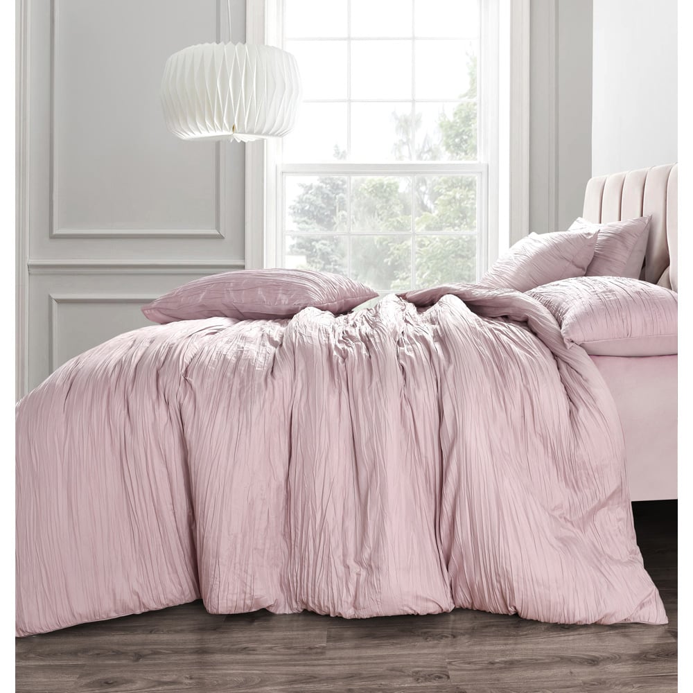 Velosso Calais King Size Pink Crinkle Duvet Set Image 2