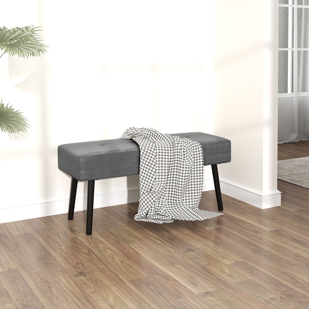 Portland Grey End of Bed Bench with Thick Padding Image 4