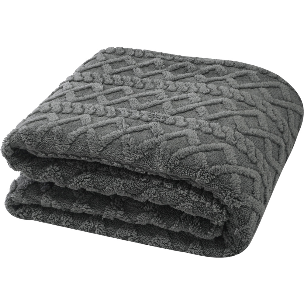 Cable Knit Electric Heated Throw Grey Image 3