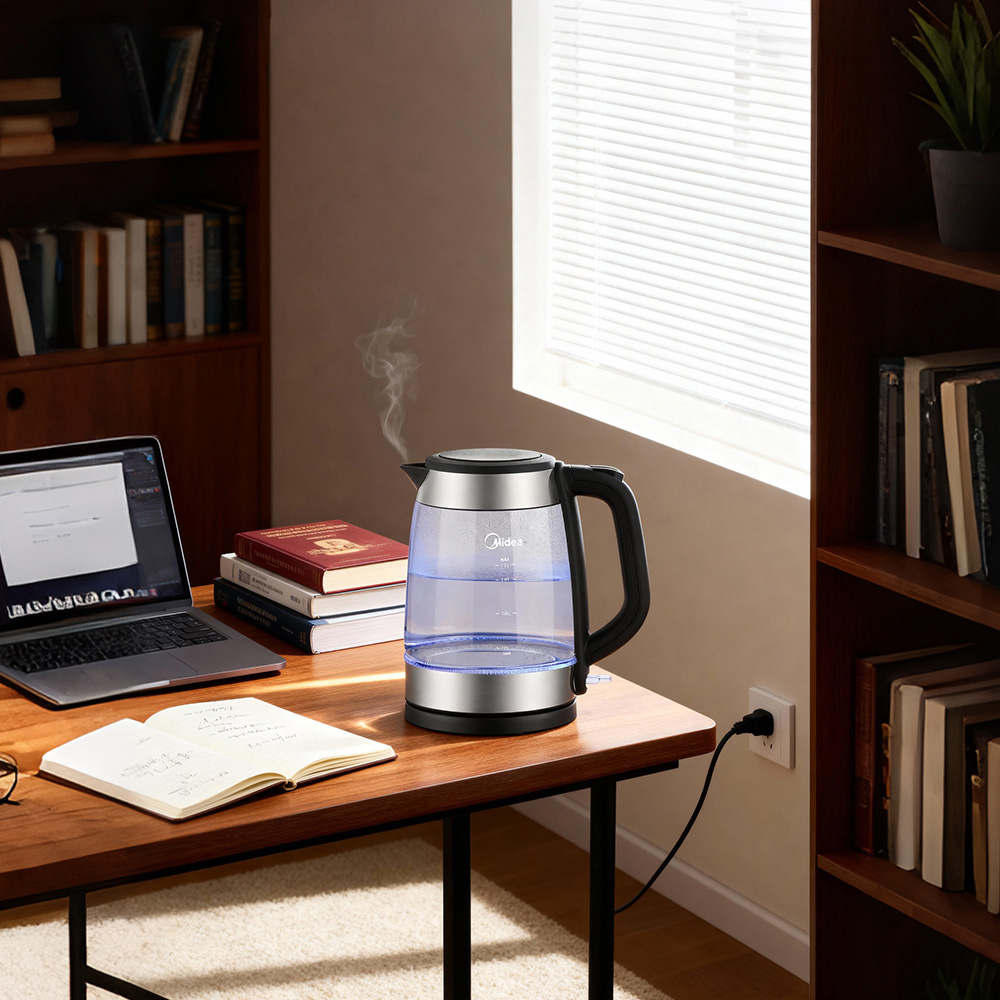 Midea AJ0807 Transparent 1.7L Glass Electric Kettle with Removable Filter 2200W Image 2