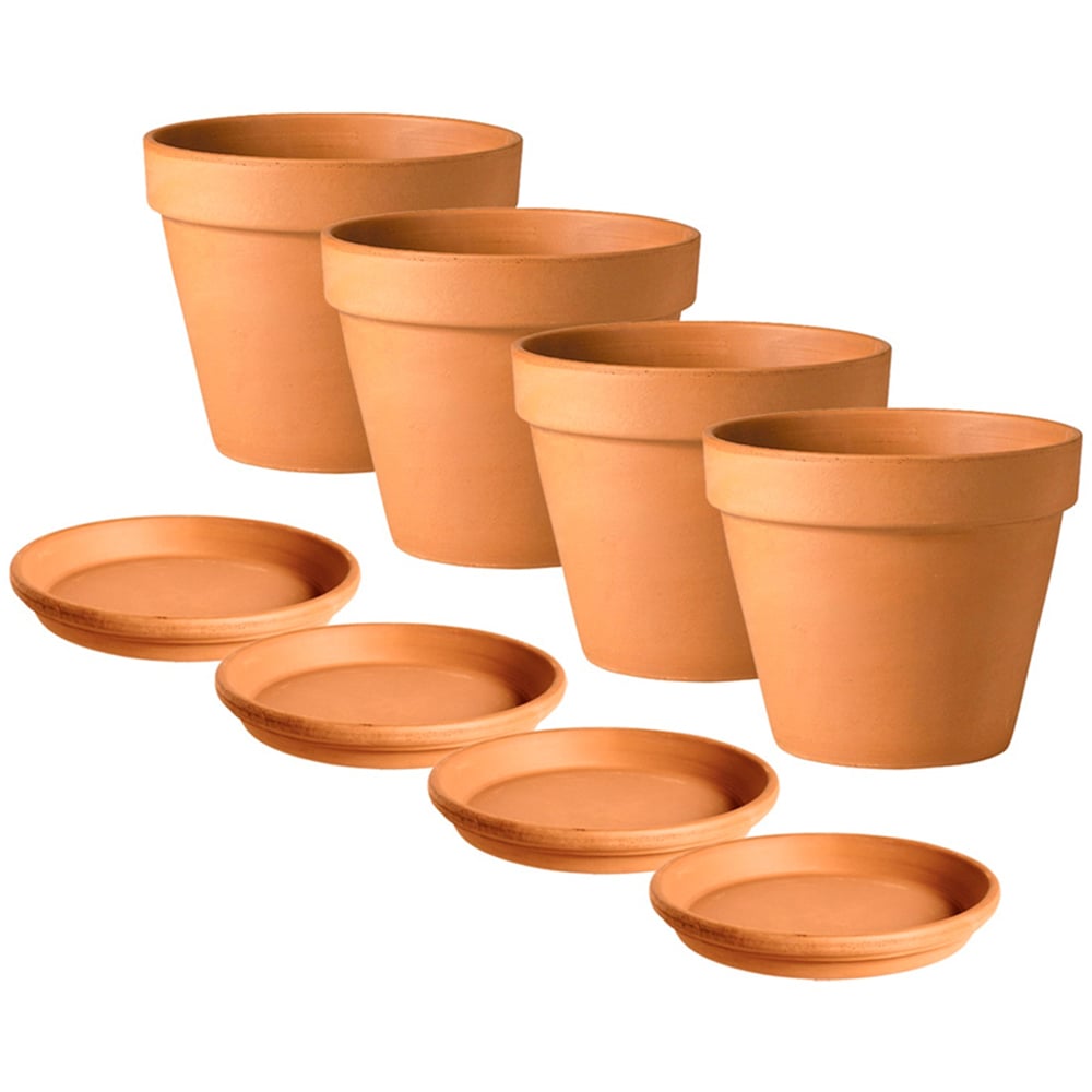 APTA Verona Plant Pot with Saucer 23cm 4 Pack Image