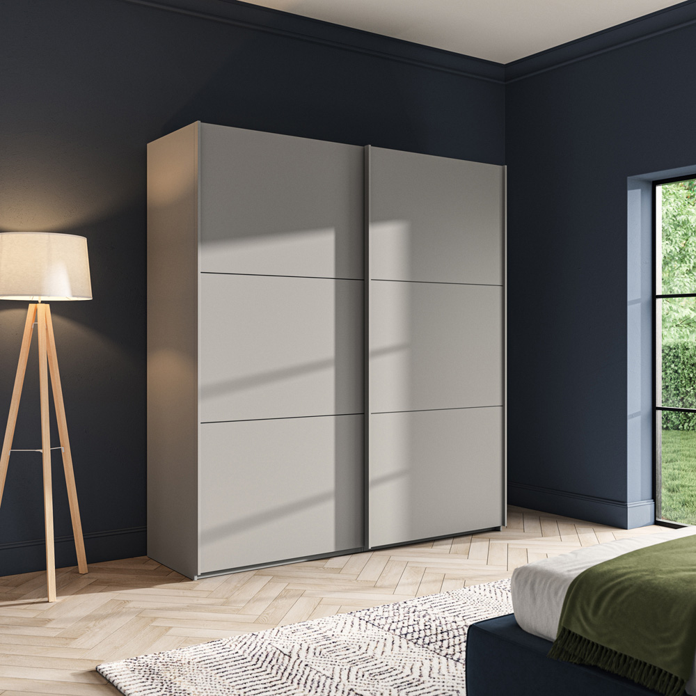 Homebase Kube Pebble Grey 2 Sliding Door Wardrobe Image 4
