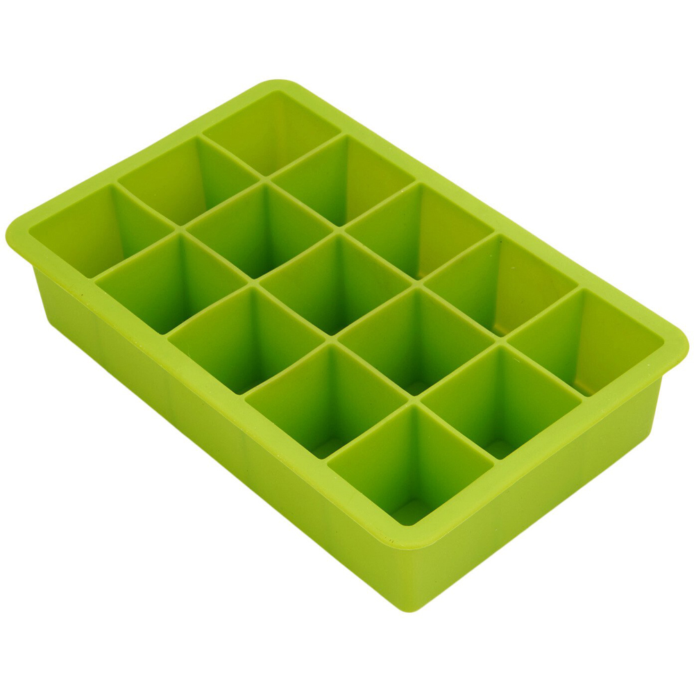 Square Silicone Ice Cube Mould - Green Image 1