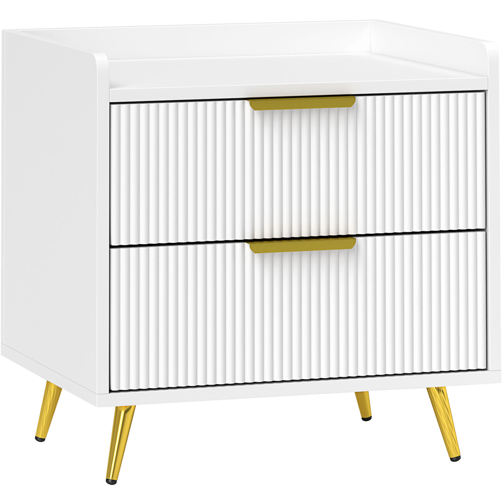 Portland 2 Drawer White and Gold Bedside Table Image 2